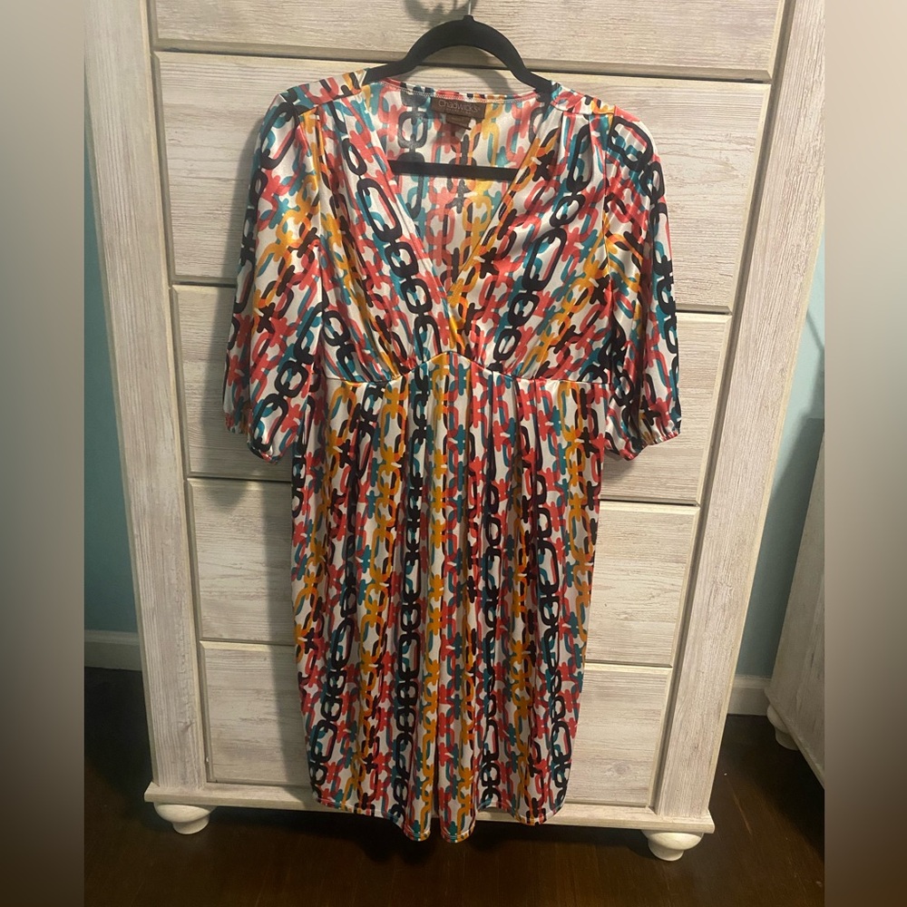 NWOT Chadwicks Colorful Chain Print Midi Dress